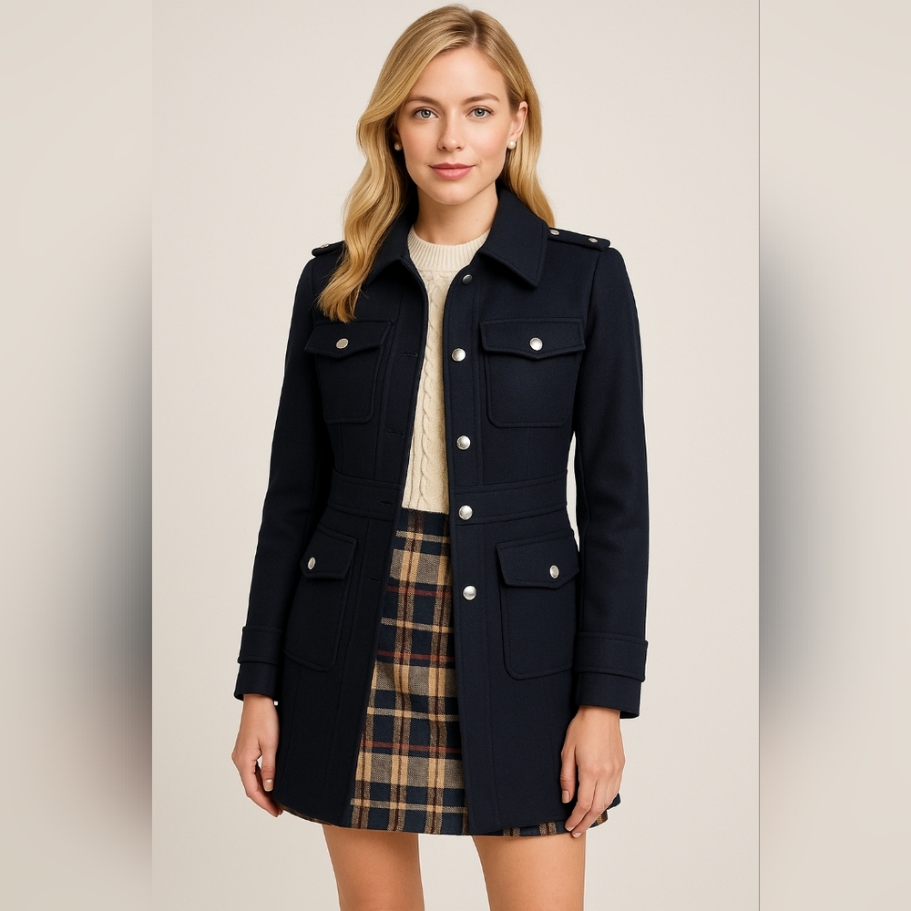 Michael Kors Military Style Wool Coat
